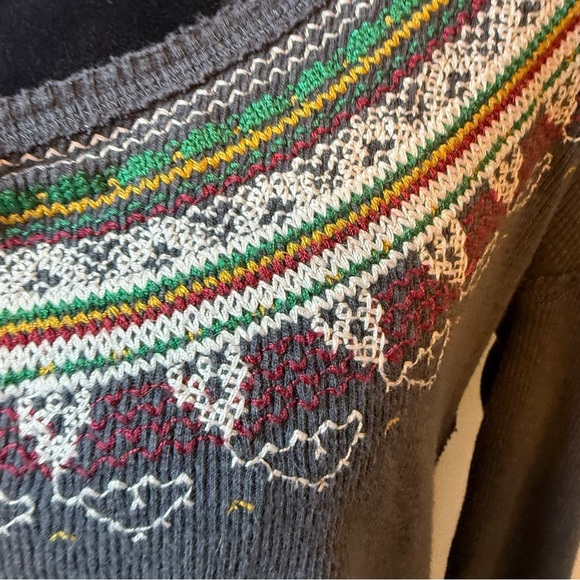 We The Free | Fair Isle Thermal Top with Multicolor Embroidery | Sz L - Picture 5 of 8